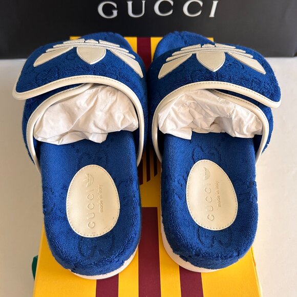 NWT men\'s GUCCI Adidas Collaboration Platform Sandals 702412 GG US8 main image 12